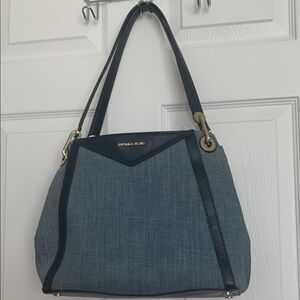 Michael Kors Denim Blue and Black Shoulder Bag